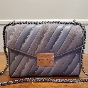 Michael Kors Suede Striped Rose Shoulder Bag